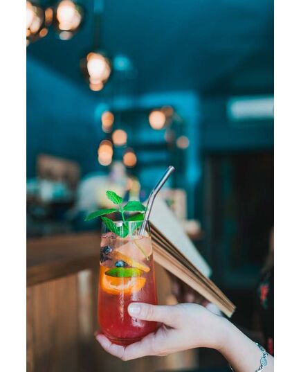 Комплект 6 броя стъклени сламки vialli design amo 23 см прозрачни