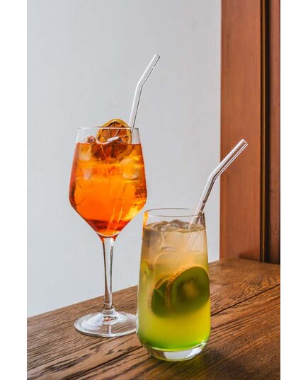 Комплект 6 броя стъклени сламки vialli design amo 23 см прозрачни