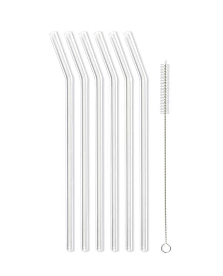 Комплект 6 броя стъклени сламки vialli design amo 23 см прозрачни