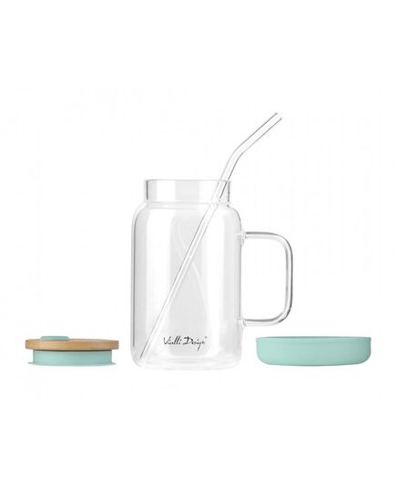 Буркан със сламка vialli design fuori 600 мл бамбуков капак мента