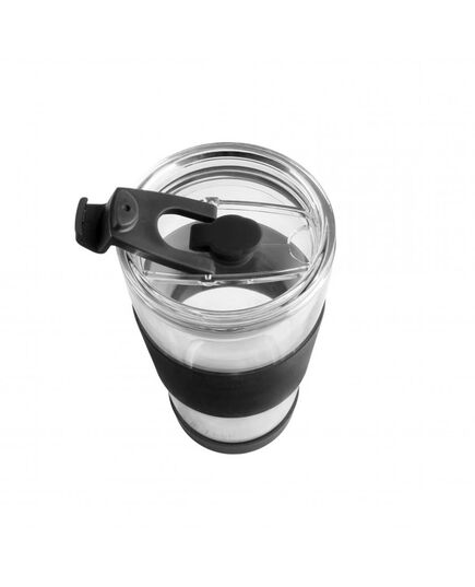 Двустенна чаша със сламка vialli design fuori 600 мл с капак черна