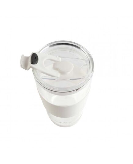 Двустенна чаша със сламка vialli design fuori 600 мл с капак бяла