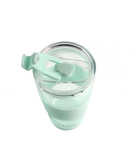 Двустенна чаша със сламка vialli design fuori 600 мл с капак мента