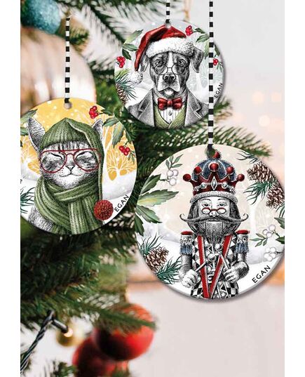 Коледна висулка за елха egan christmas, панда 7 см керамика