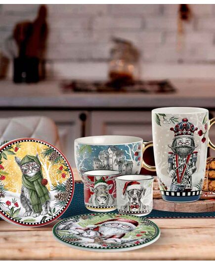 Подложка за горещи съдове egan christmas, коледна котка 16 см керамика
