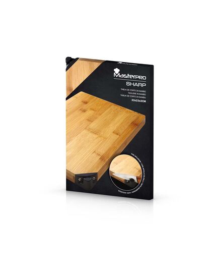 Бамбукова дъска за рязане masterpro sharp 33х23 см с вградено точило