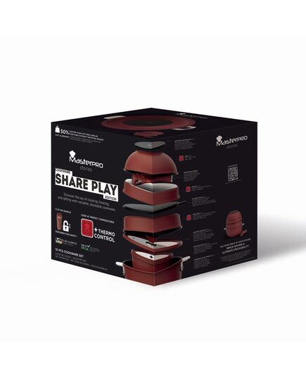 Комплект 10 части съдове за готвене masterpro share&play червени