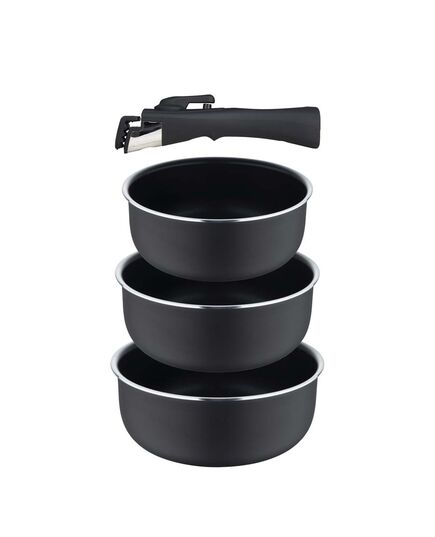 Комплект 3 касероли подвижна дръжка bergner click&cook 16/18/20 см