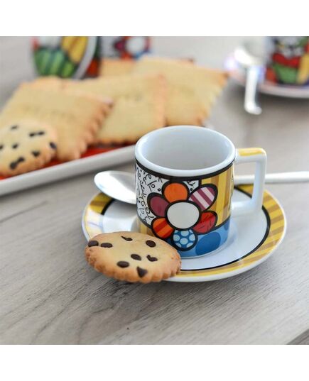 Комплект 2 чаши за кафе britto icons цвете 90 мл, с чинийки