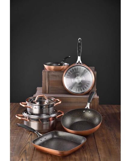 Плитка тенджера bergner copper неръждаема стома 28х7 см 3.8 л, с капак
