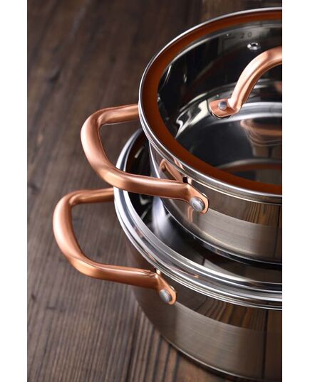 Плитка тенджера bergner copper неръждаема стома 28х7 см 3.8 л, с капак