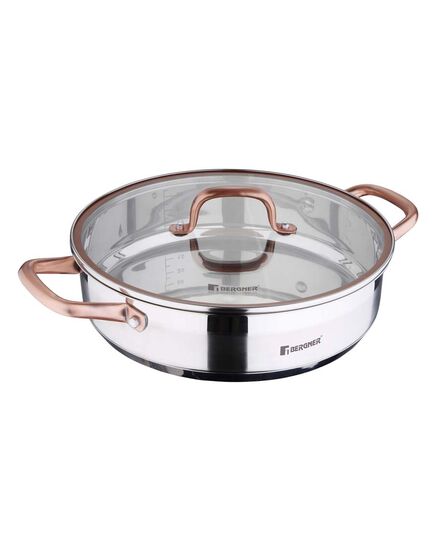 Плитка тенджера bergner copper неръждаема стома 28х7 см 3.8 л, с капак