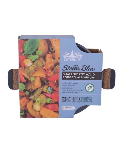 Плитка тенджера peterhof stella blue 28 cм кован алуминий, с капак