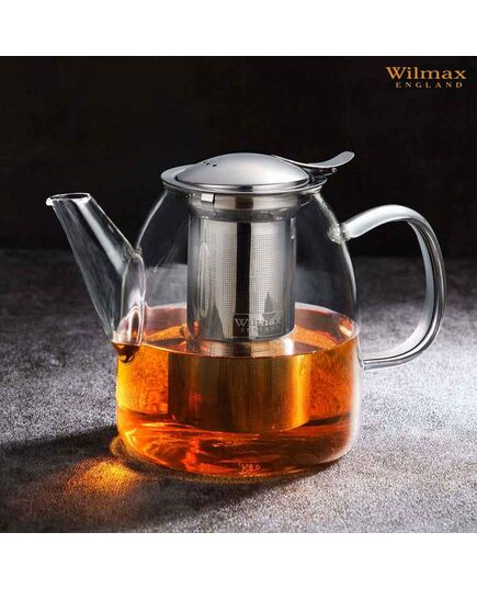 Чайник с цедка и метален капак wilmax thermo glass 950 мл