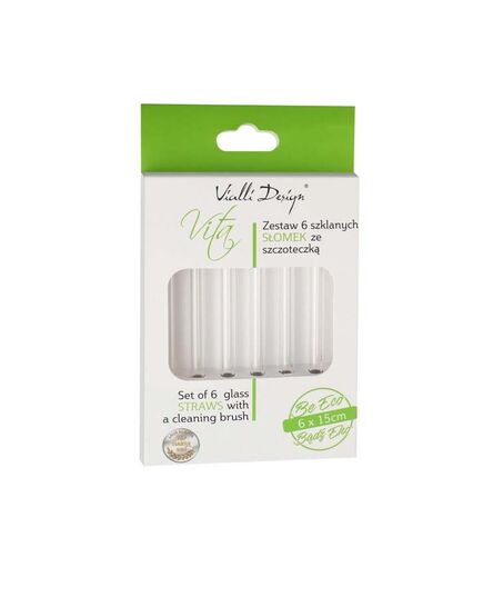 Комплект 6 стъклени сламки vialli design amo 15 см прозрачни