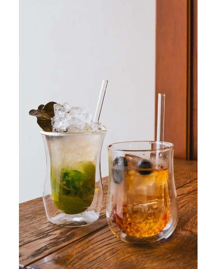 Комплект 6 стъклени сламки vialli design amo 15 см прозрачни