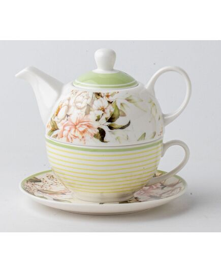 Комплект чайник с чаша tcc plus цветя, порцелан