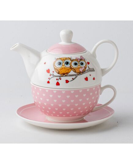 Комплект чайник с чаша tcc plus бухалчета, порцелан