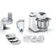 Кухненски робот bosch kitchen machine, mum serie 2, 700 w, large 3.8l stainless steel bowl, 3d planetarymixing, 4 speeds, pastry set, 3 discs, tr blender 1.25 l, white