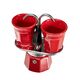 Комплект кафеварка с 2 броя чаши set mini bialetti червени
