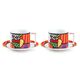 Комплект 2 чаши за капучино ябълка britto icons 220 мл с чинийки